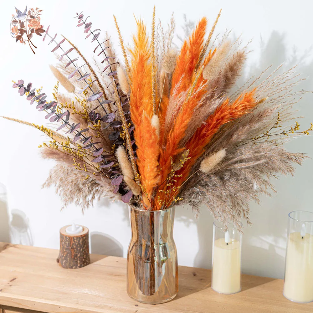 60pcs Orange Pampas Grass Drie - огляд і ціна Eucalyptus Preserved