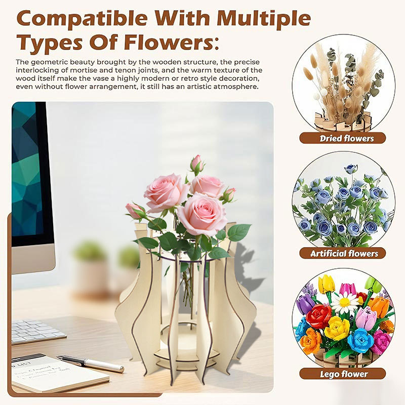 Wooden Puzzle Vase For Bouquet - огляд і ціна Florist Supply Vases